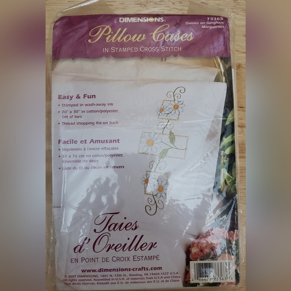 Dimensions Other - Stamped Cross Stitch Pillowcases with Floral Design